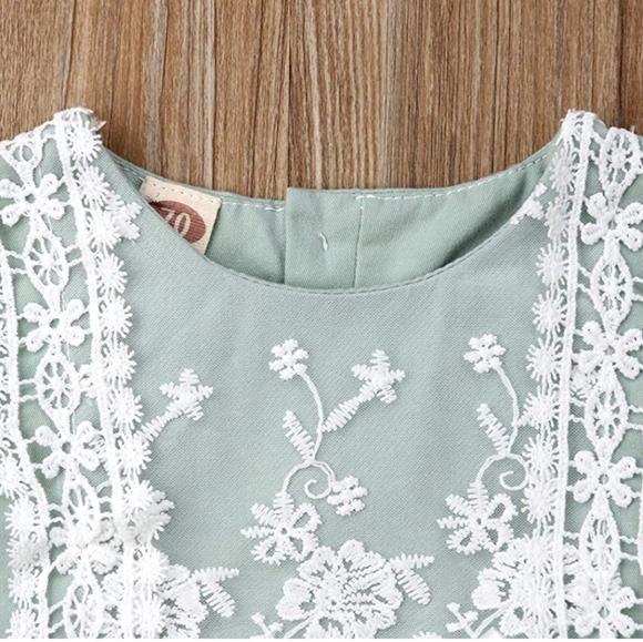 🔴 4/$20 ALE Baby Girl Mint Green Floral Lace Romper Onesie NWT 12-18 Months - Picture 2 of 9